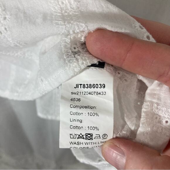 Crispy white eyelet top peplum size L feminine lightweight summer girly beachy - Picture 7 of 8